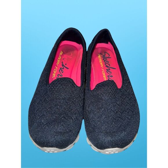 SKECHERS Women's Slip-on EZ Flex Breaktime Navy White Memory Foam Size 6 - Picture 2 of 7